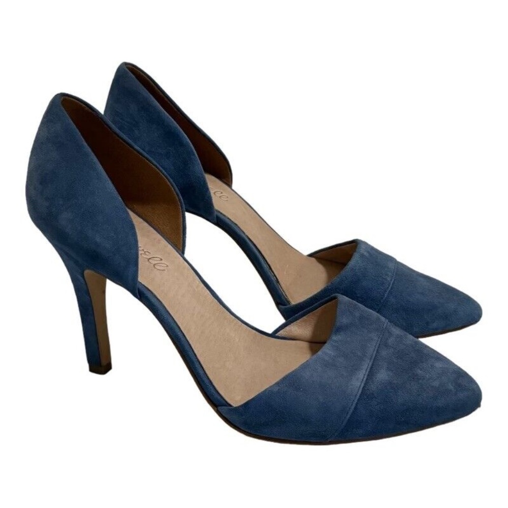 Madewell Blue Suede Pointed Toe High Heel D'Orsay Pumps Shoes Size 8.5